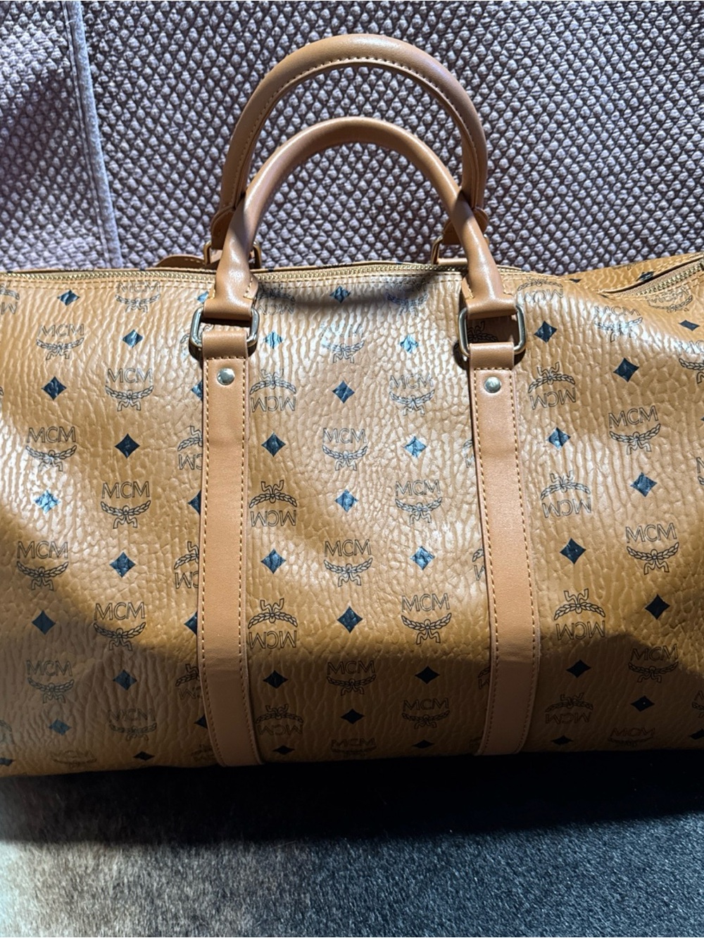 Monogram Cognac Logo Duffel Bag - Picture 6 of 13